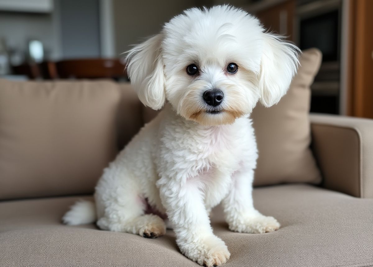 photo bichon maltais sur canapé